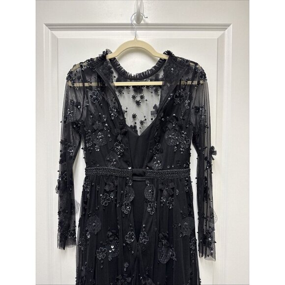 Mac Duggal Size 2 Black 9140 Sequin Beaded Long Sleeve Cocktail Party Dress New - Picture 8 of 10